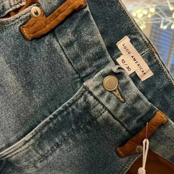 NWT GOOD AMERICAN - Good Legs Suede Mixing Skinny Jeans - Picture 5 of 7